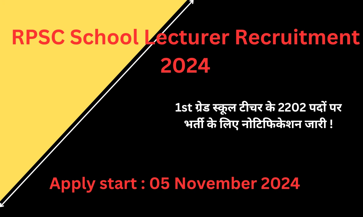 RPSC School Lecturer Recruitment 2024