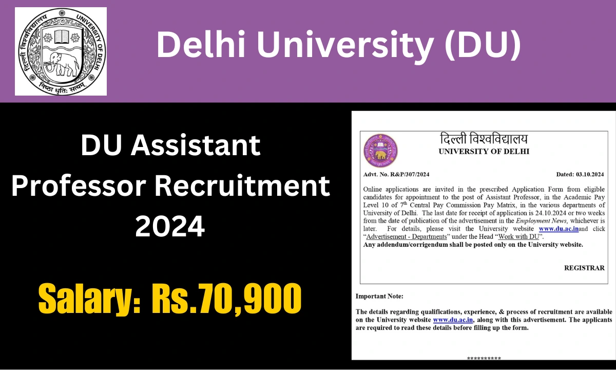 DU Assistant Professor Recruitment 2024