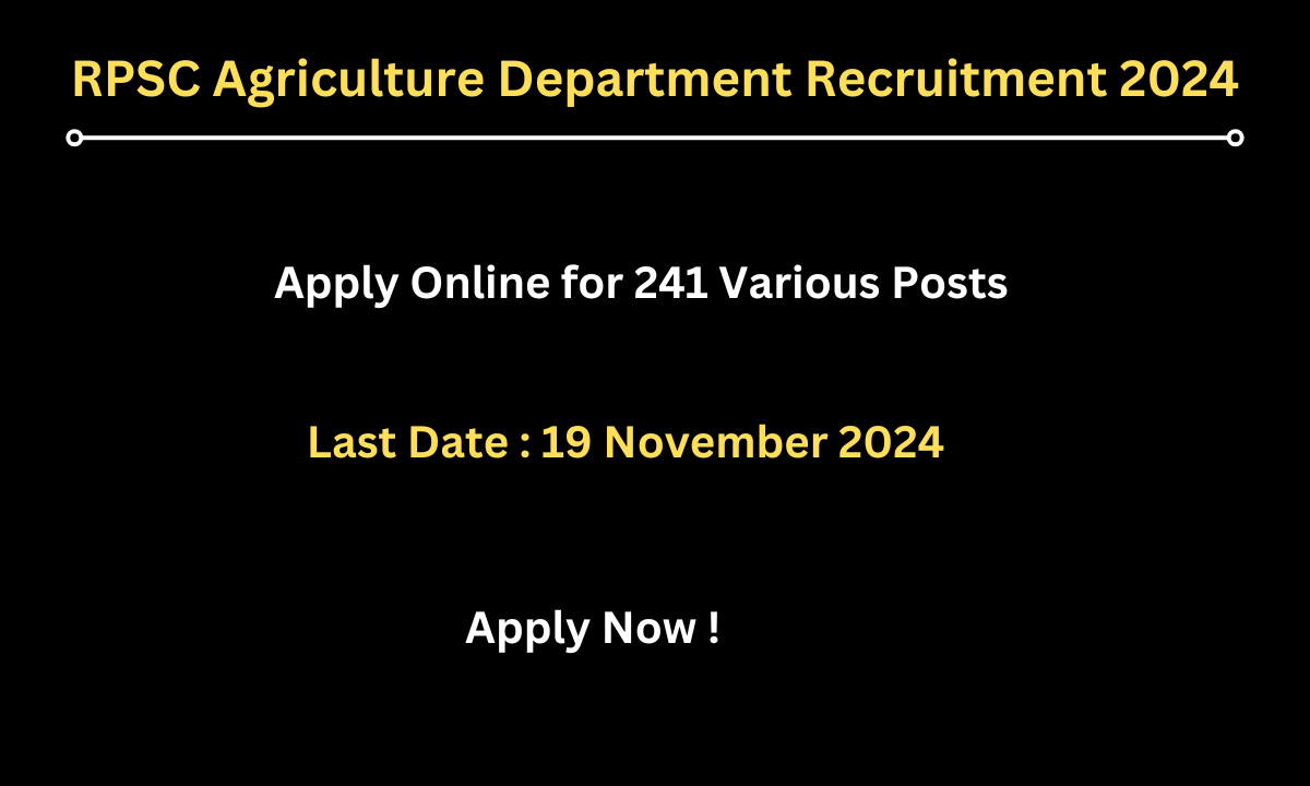 RPSC Agriculture Department Recruitment 2024